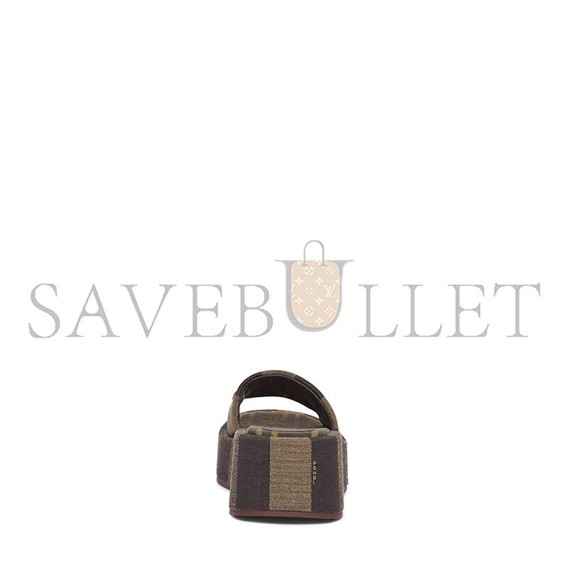 FENDI SUNSHINE BROWN FABRIC FLATFORM SLIDES 8R8515AORHF1P95 FENDI SUNSHINE BROWN FABRIC FLATFORM SLIDES 8R8515AORHF1P95
